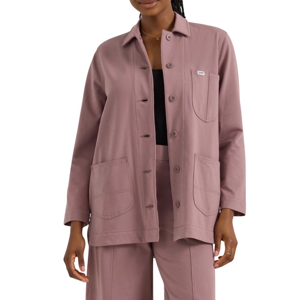 LEE Workwear Women's Dusty Mauve Oversized Chore Duster Button Down Jacket | EUC